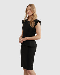 BELLA PEPLUM PONTI DRESS WOMENS DRESSES