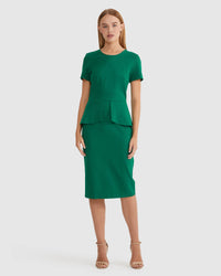 IRENA PEPLUM PONTI DRESS WOMENS DRESSES