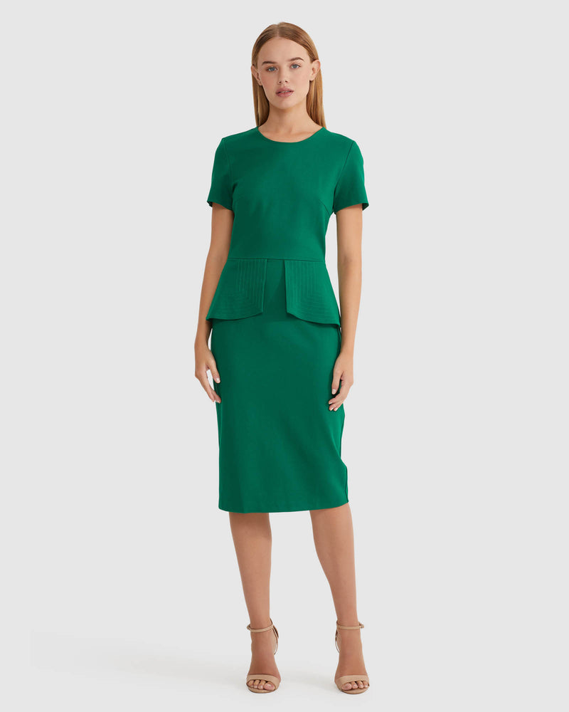 IRENA PEPLUM PONTI DRESS WOMENS DRESSES