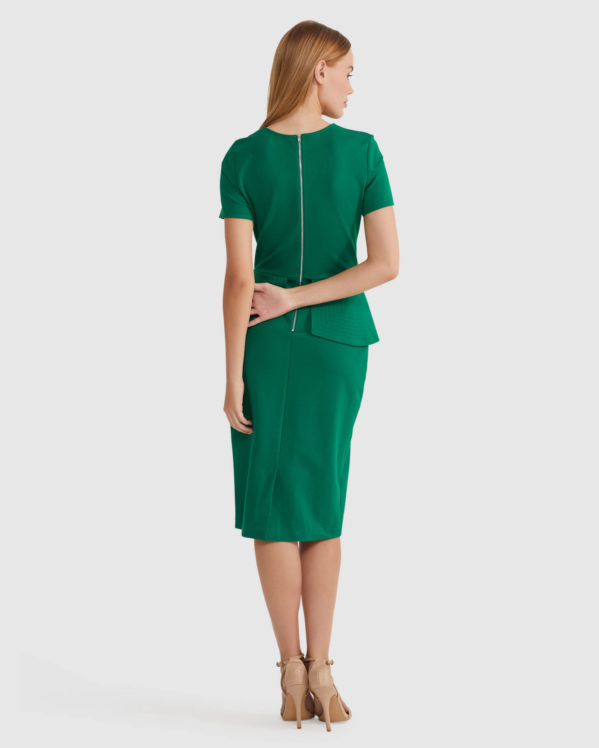 IRENA PEPLUM PONTI DRESS WOMENS DRESSES