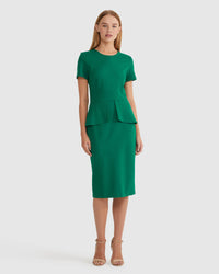 IRENA PEPLUM PONTI DRESS WOMENS DRESSES