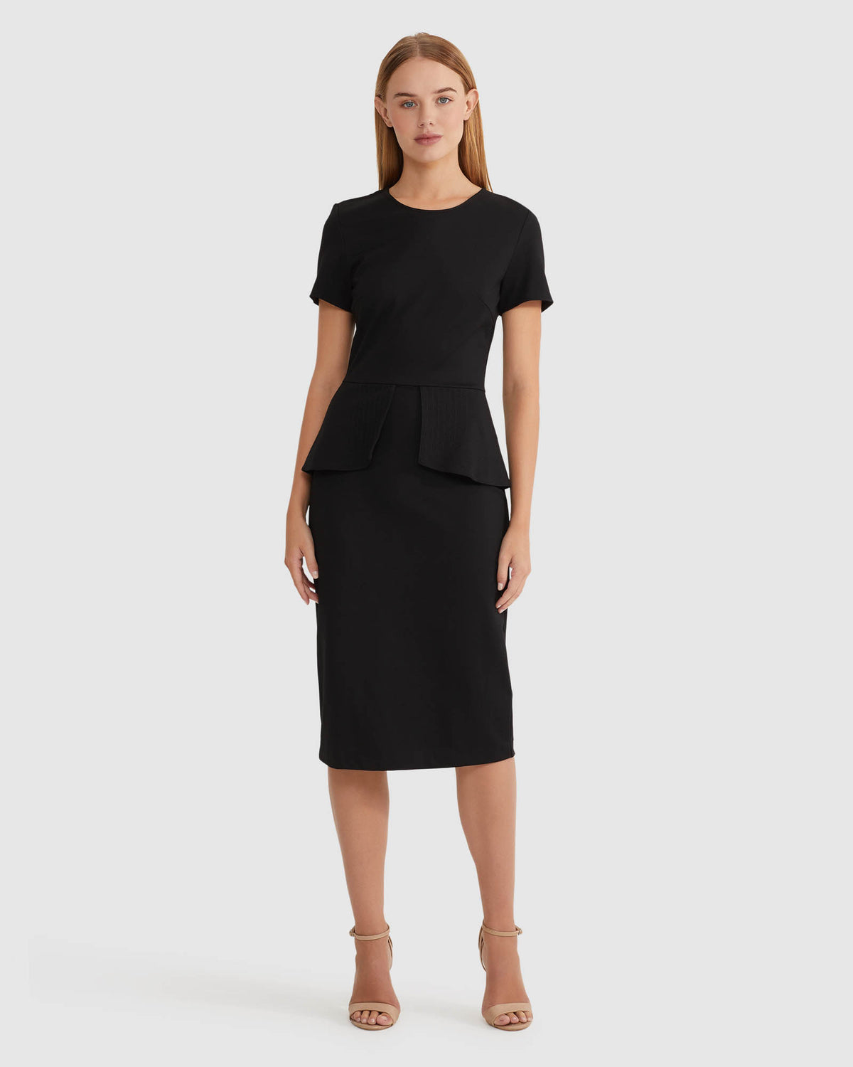 IRENA PEPLUM PONTI DRESS WOMENS DRESSES