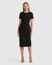 IRENA PEPLUM PONTI DRESS WOMENS DRESSES