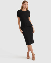 IRENA PEPLUM PONTI DRESS WOMENS DRESSES