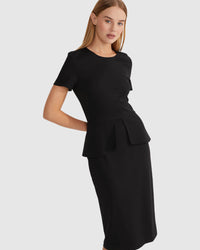 IRENA PEPLUM PONTI DRESS WOMENS DRESSES