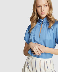 ARIELA HIGH COLLAR BLOUSE