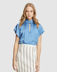 ARIELA HIGH COLLAR BLOUSE