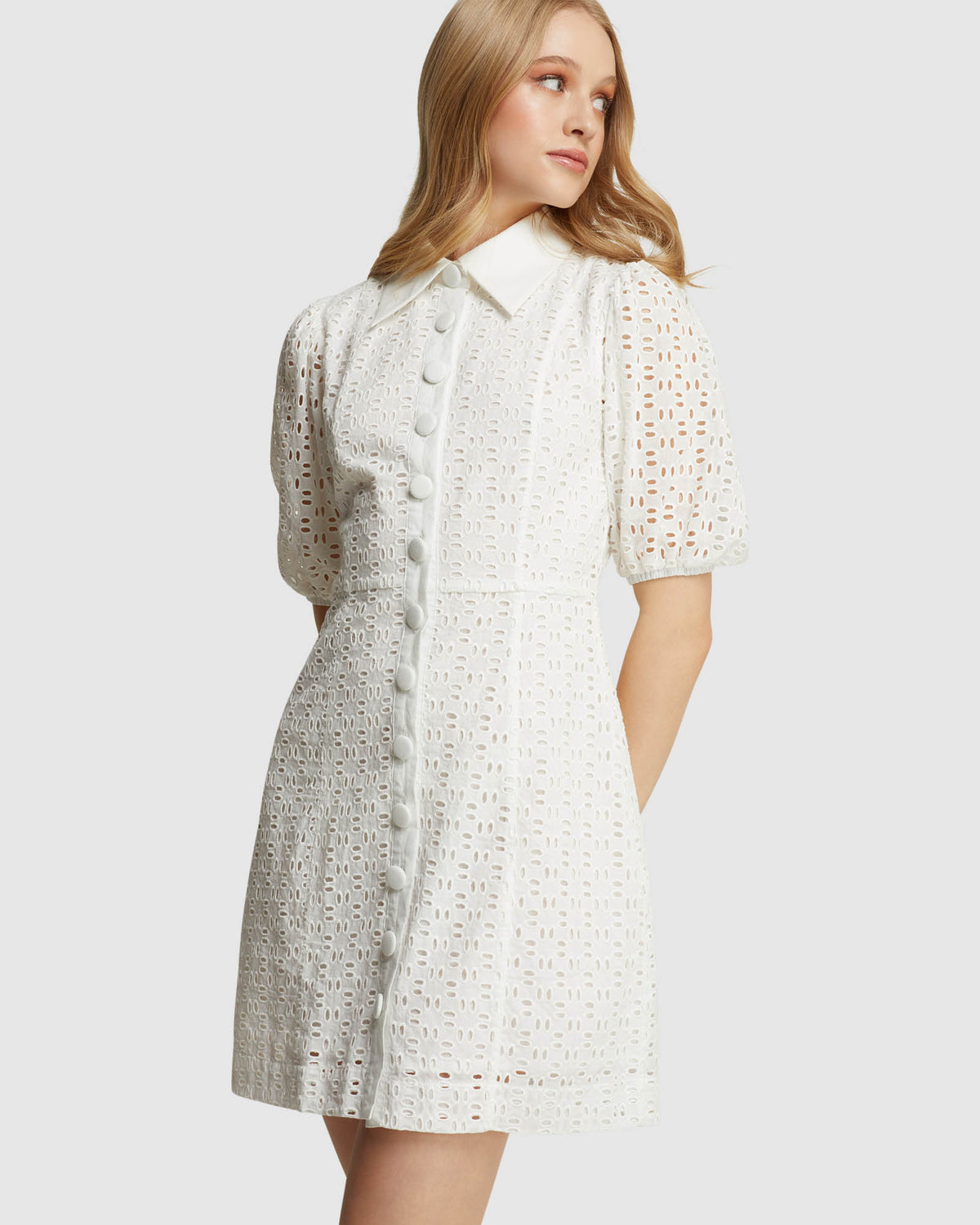 SHORE BRODERIE SHIRT DRESS WHITE