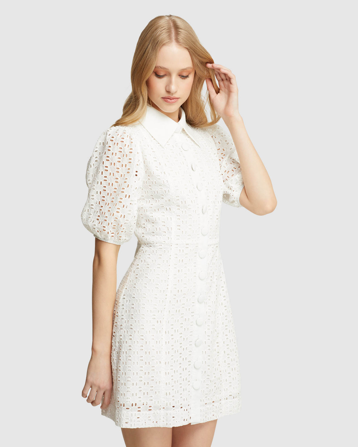 SHORE BRODERIE SHIRT DRESS WHITE