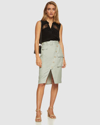 SOFIA LACE INSERT SLEEVELESS SHIRT