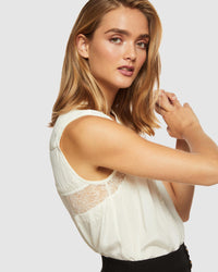 SOFIA LACE INSERT SLEEVELESS SHIRT