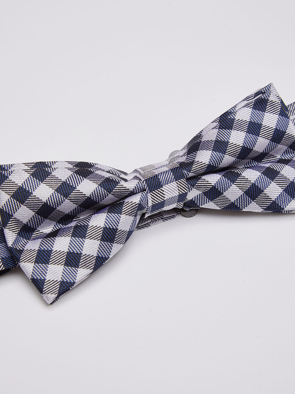 BOW TIE GINGHAM NAVY/SILVER