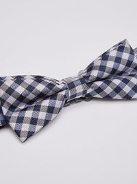 BOW TIE GINGHAM NAVY/SILVER