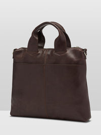 ZAVEN LEATHER BRIEFCASE CHOCOLATE