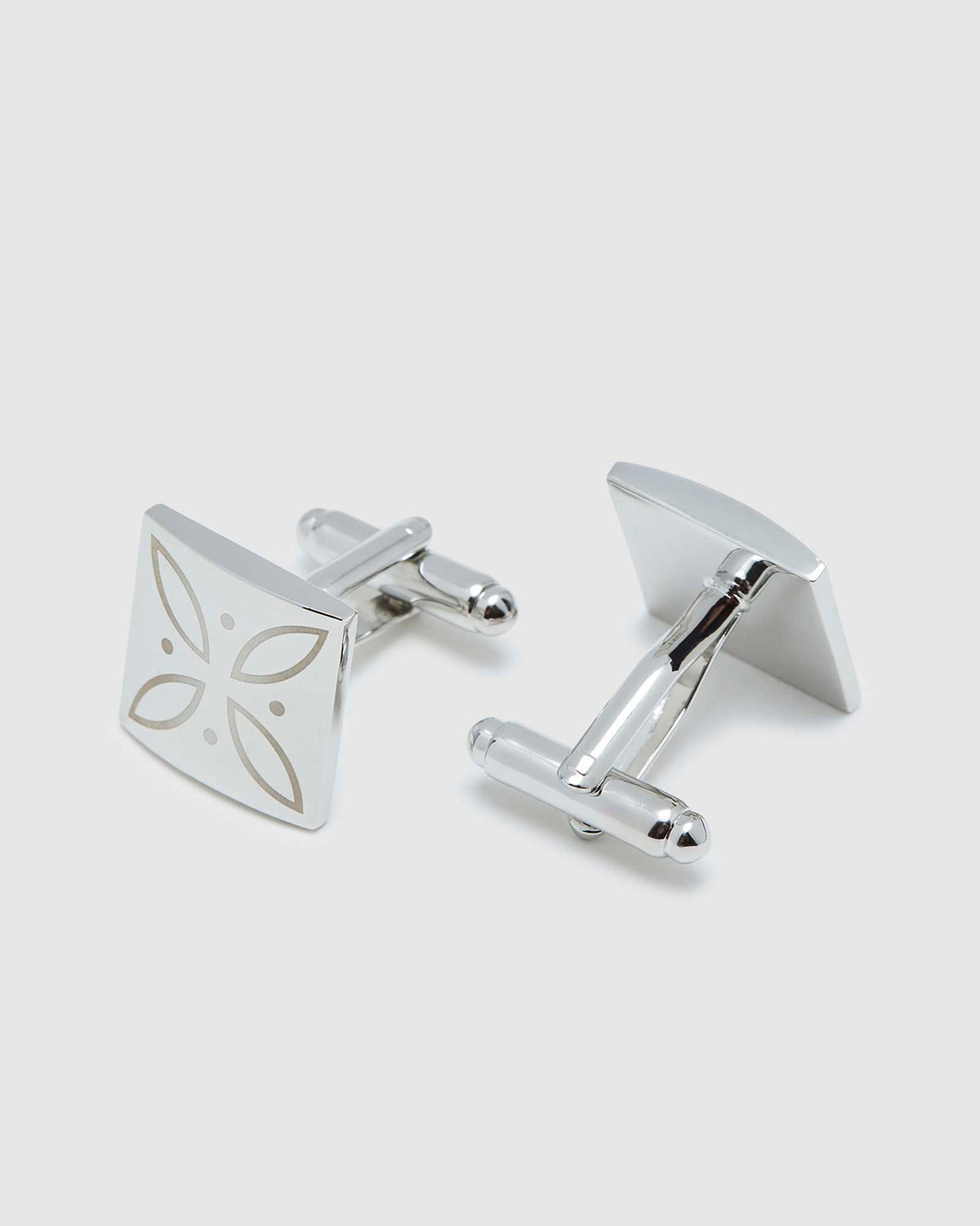 WHITE INLAY SQUARE CUFFLINK SET