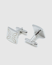 WHITE INLAY SQUARE CUFFLINK SET