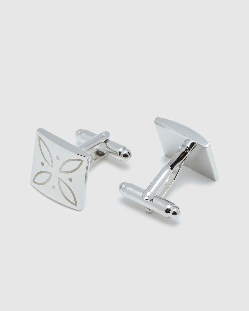 WHITE INLAY SQUARE CUFFLINK SET