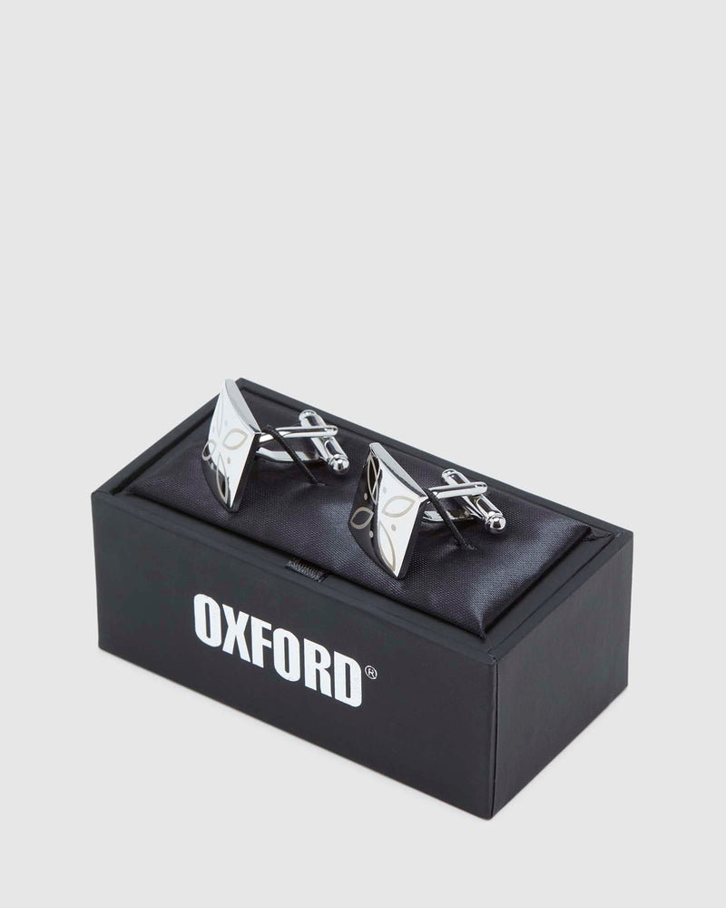 WHITE INLAY SQUARE CUFFLINK SET