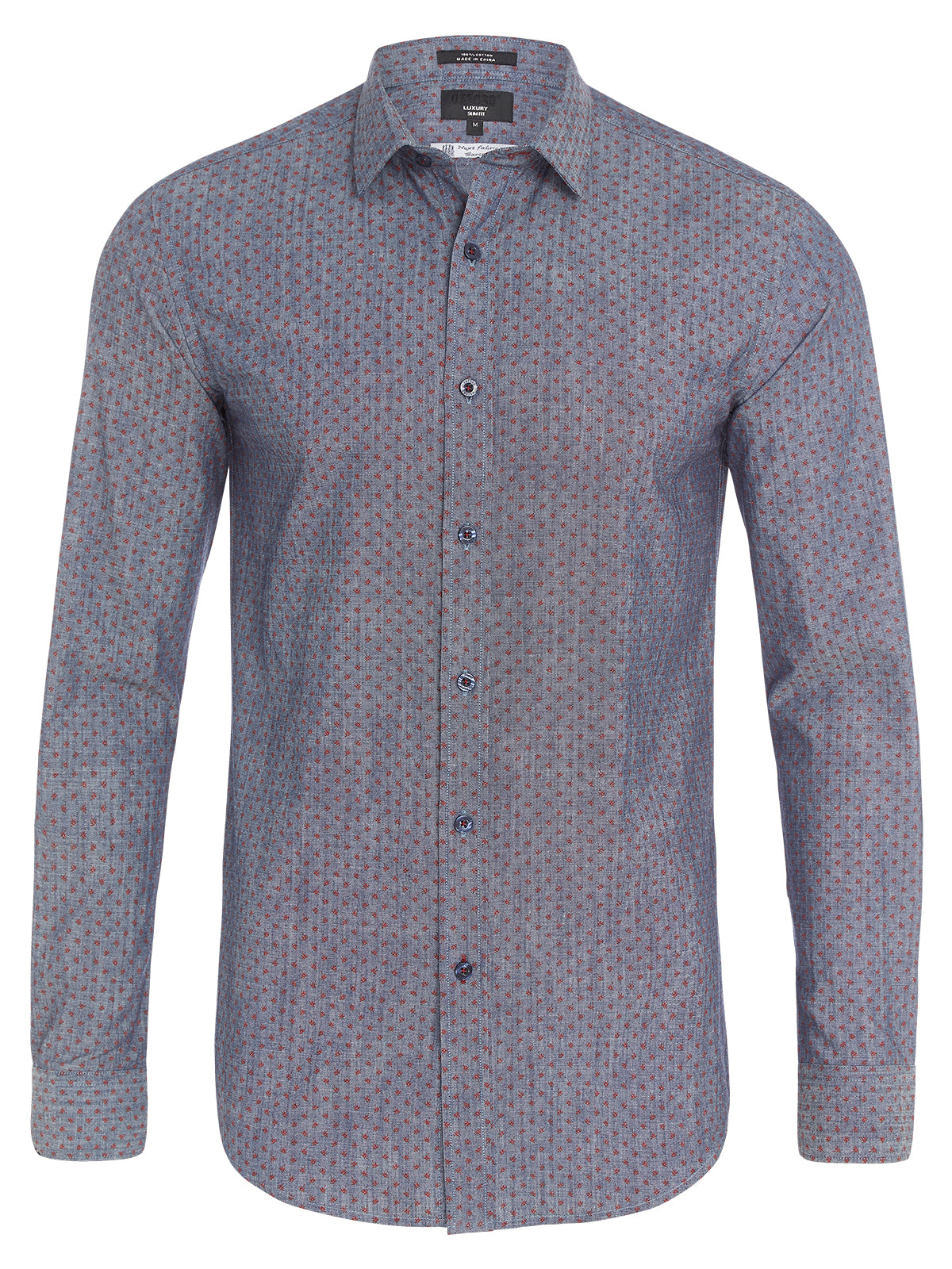 KENTON PRINTED LUX SHIRT RED/INDIGO