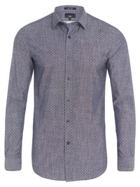 KENTON PRINTED LUX SHIRT RED/INDIGO