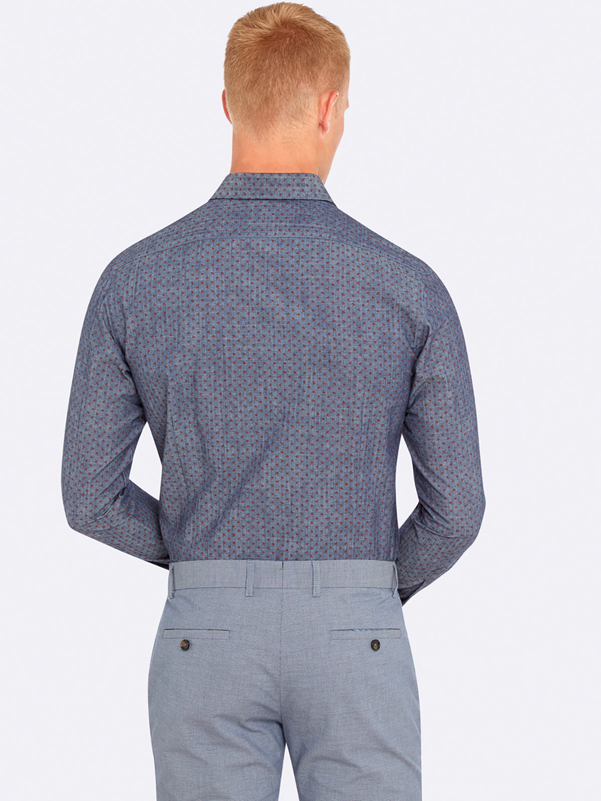 KENTON PRINTED LUX SHIRT RED/INDIGO