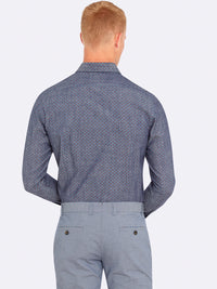 KENTON PRINTED LUX SHIRT RED/INDIGO