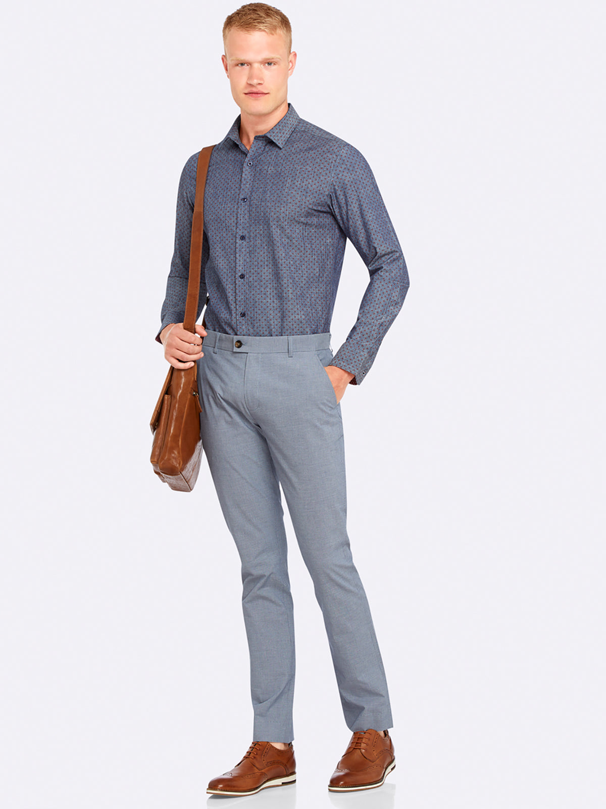 KENTON PRINTED LUX SHIRT RED/INDIGO