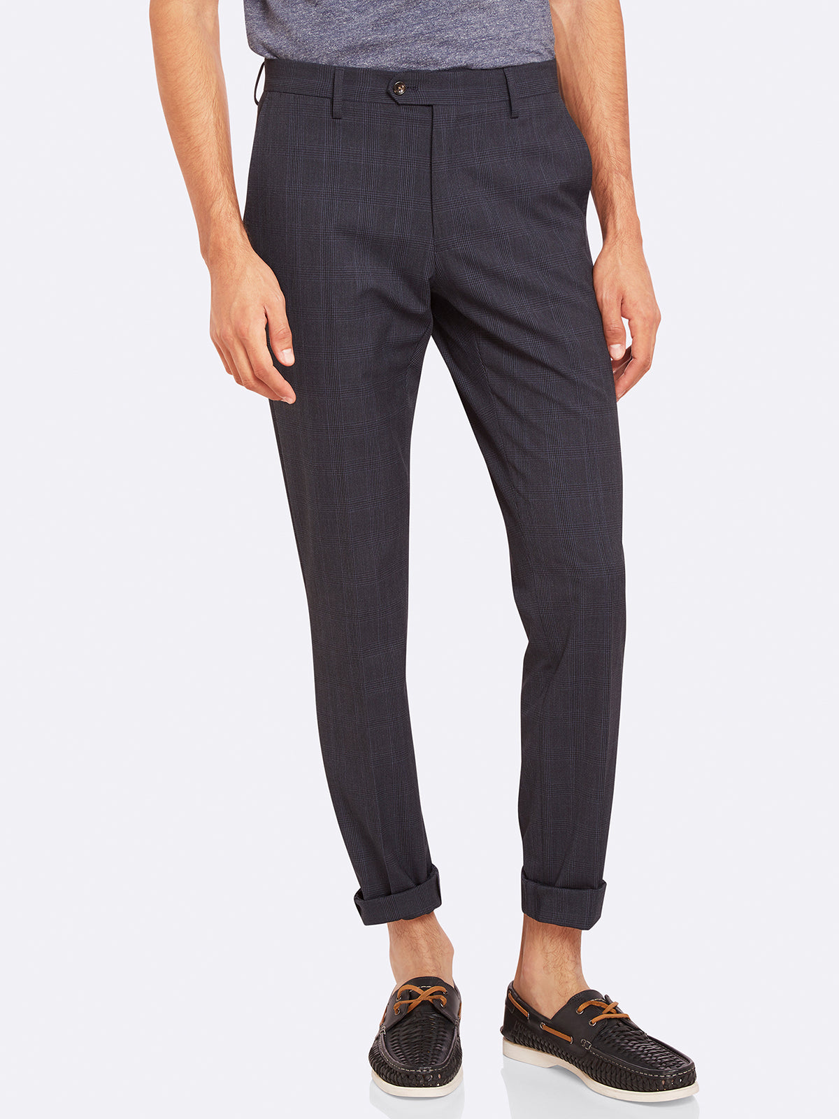 STRETCH CHECKED TROUSERS MENS TROUSERS