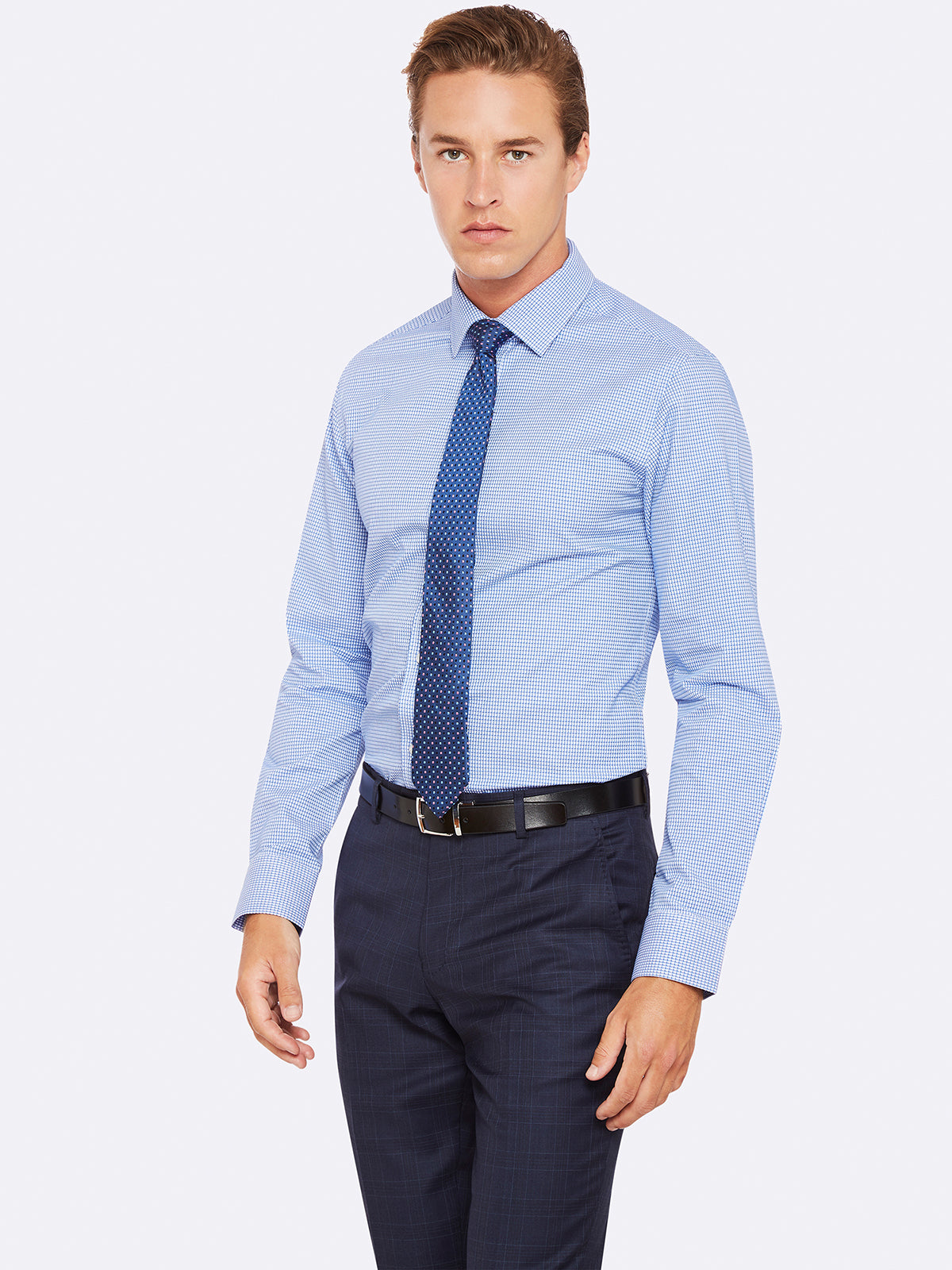 BECKTON DOBBY SHIRT MAGENTA BLUE