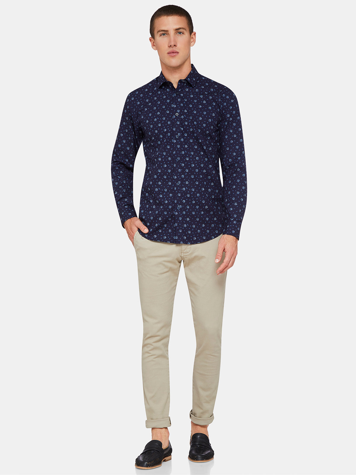 KENTON FLORAL PRINTED SHIRT NAVY
