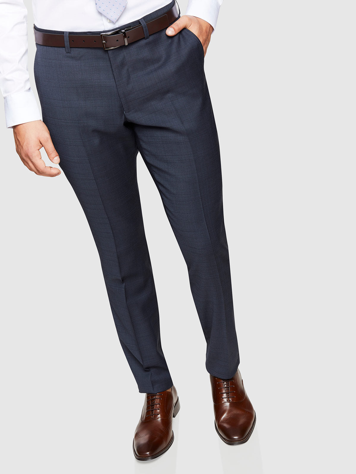 HOPKINS WOOL LYCRA SUIT TROUSERS NAVY