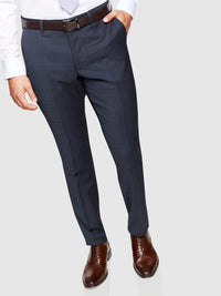 HOPKINS WOOL LYCRA SUIT TROUSERS NAVY