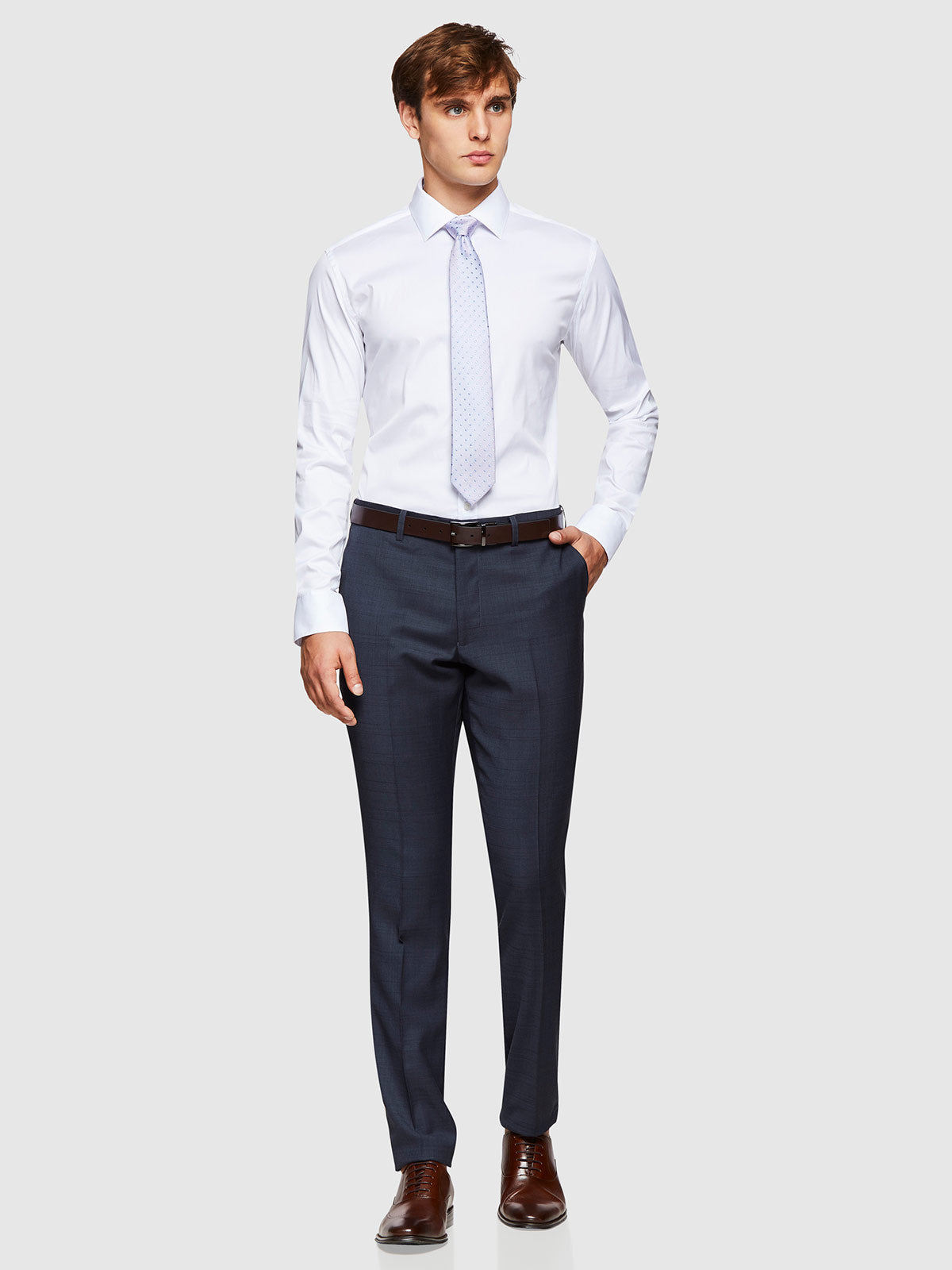 HOPKINS WOOL LYCRA SUIT TROUSERS NAVY