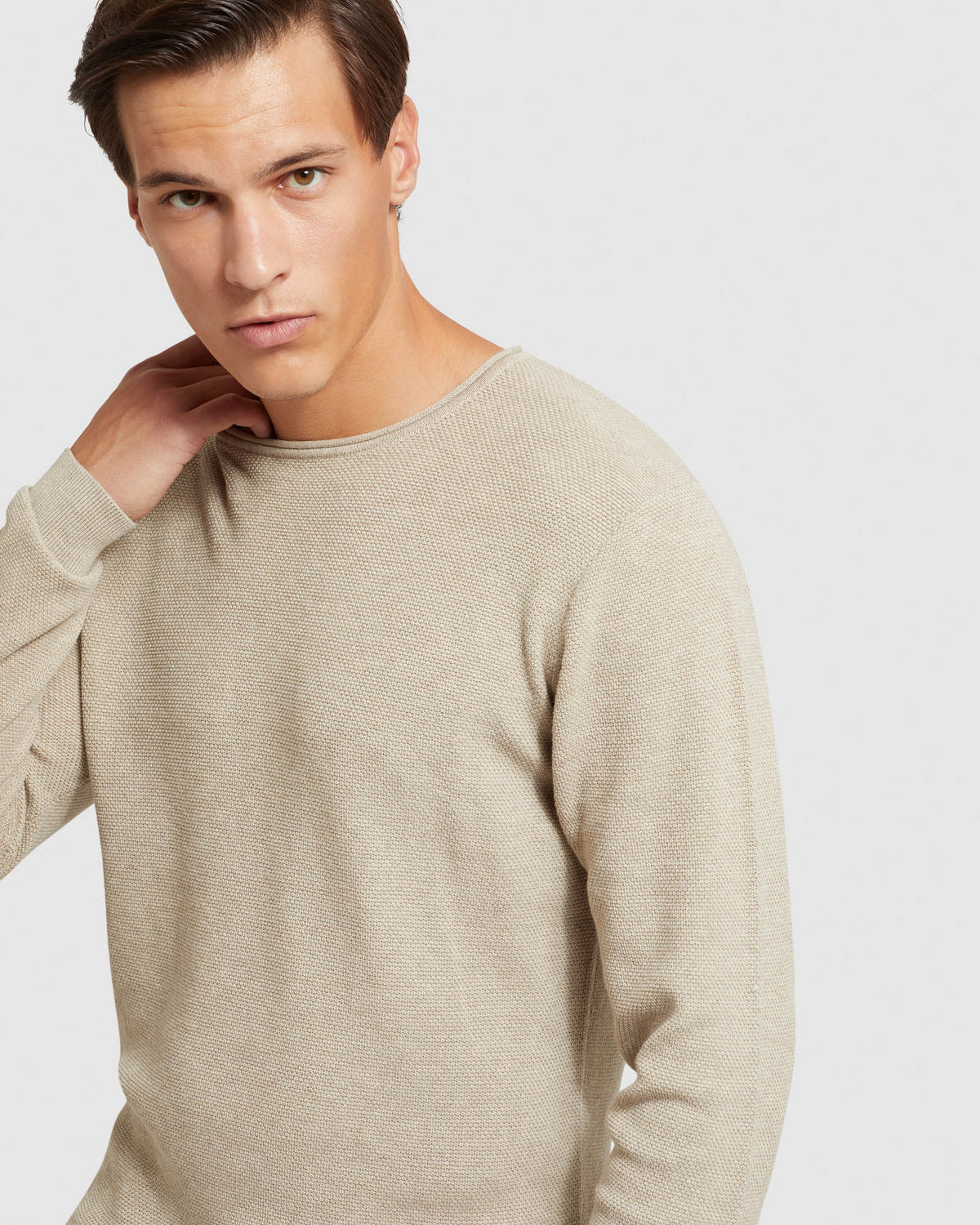 SANDY CREW NECK TEXTURED KNIT MENS KNITWEAR