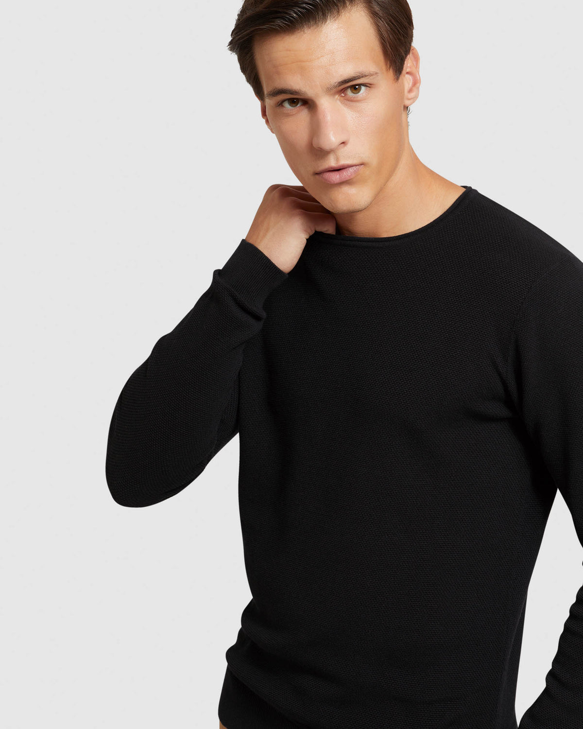SANDY CREW NECK TEXTURED KNIT MENS KNITWEAR
