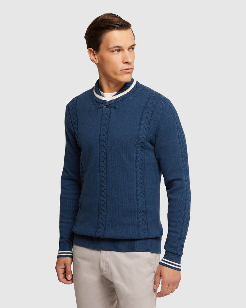 MILO COLLARED KNIT PULLOVER MENS KNITWEAR