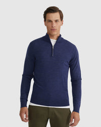 MERINO ZIP NECK TOP MENS KNITWEAR
