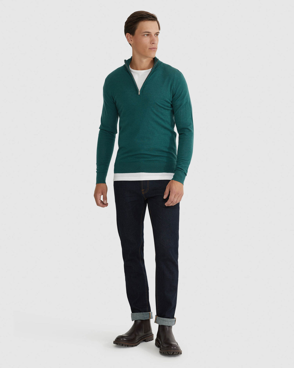 MERINO ZIP NECK TOP MENS KNITWEAR