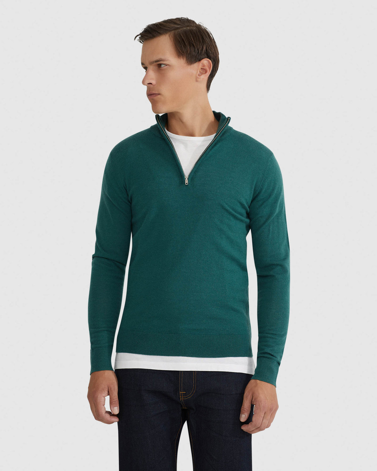MERINO ZIP NECK TOP MENS KNITWEAR