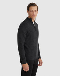 MERINO ZIP NECK TOP MENS KNITWEAR