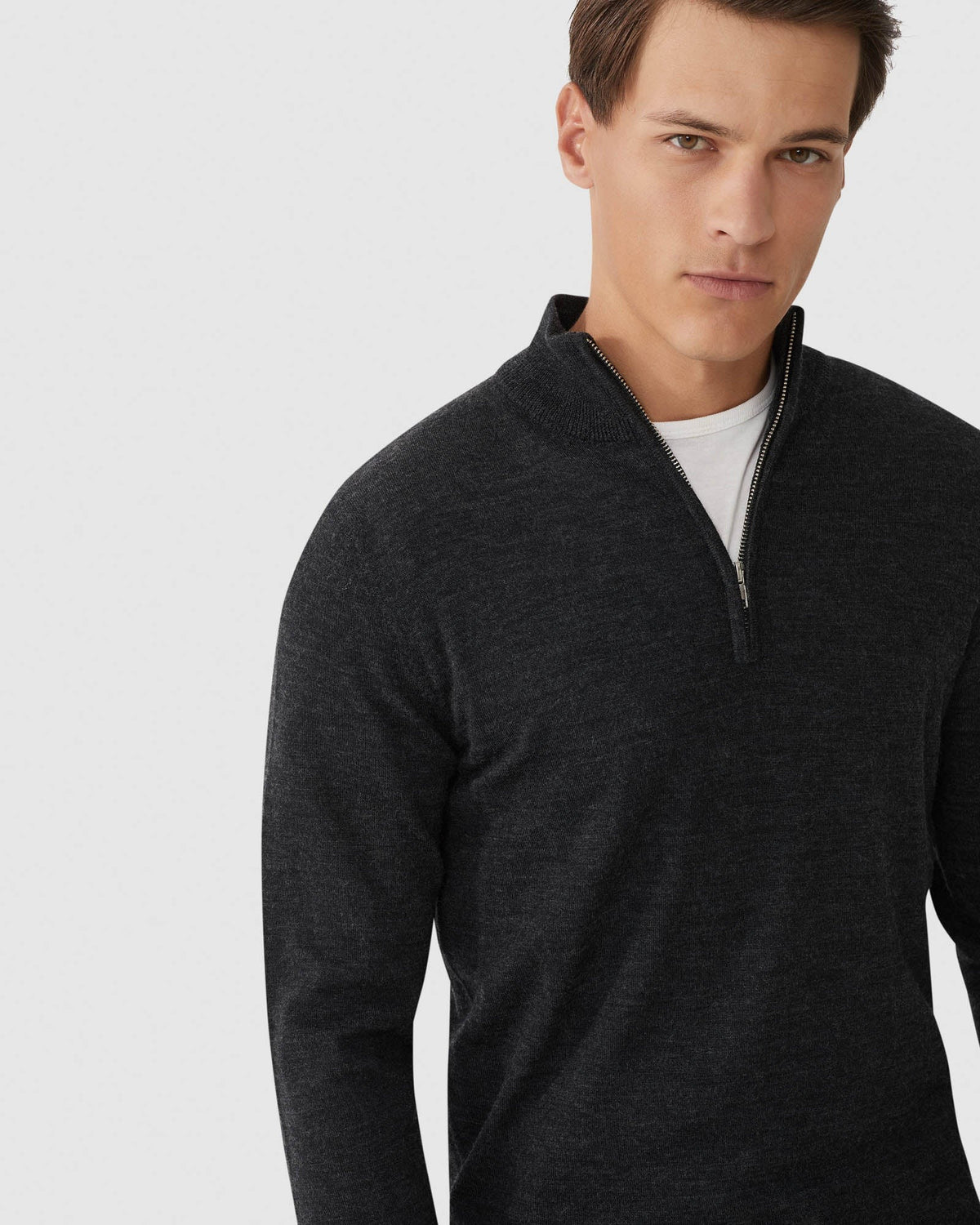 MERINO ZIP NECK TOP MENS KNITWEAR