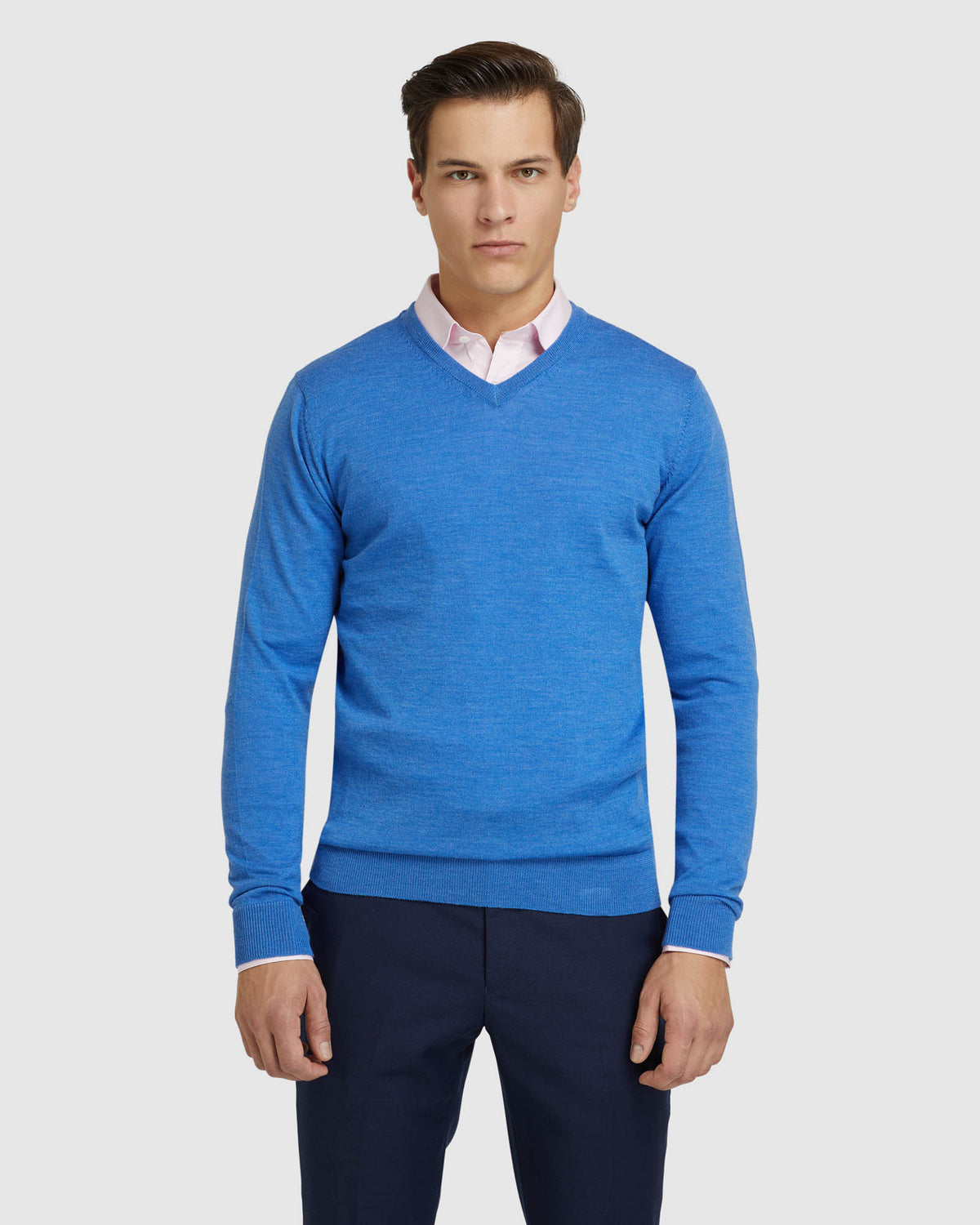 V-Neck Pure Merino Wool Pullover – Oxford Shop