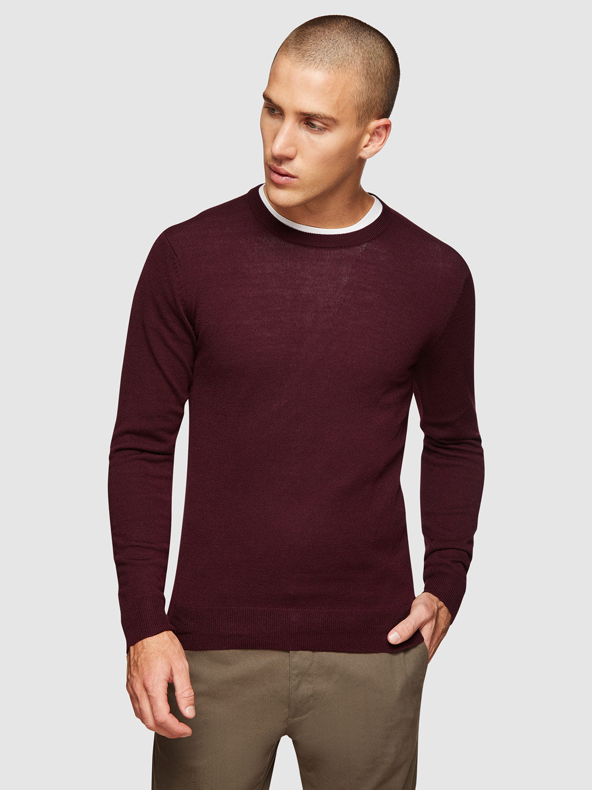 CREW NECK WOOL BLEND PULLOVER