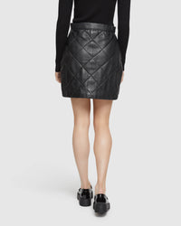 RONNIE QUILTED MINI LEATHER SKIRT WOMENS SKIRTS