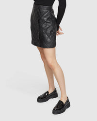RONNIE QUILTED MINI LEATHER SKIRT WOMENS SKIRTS