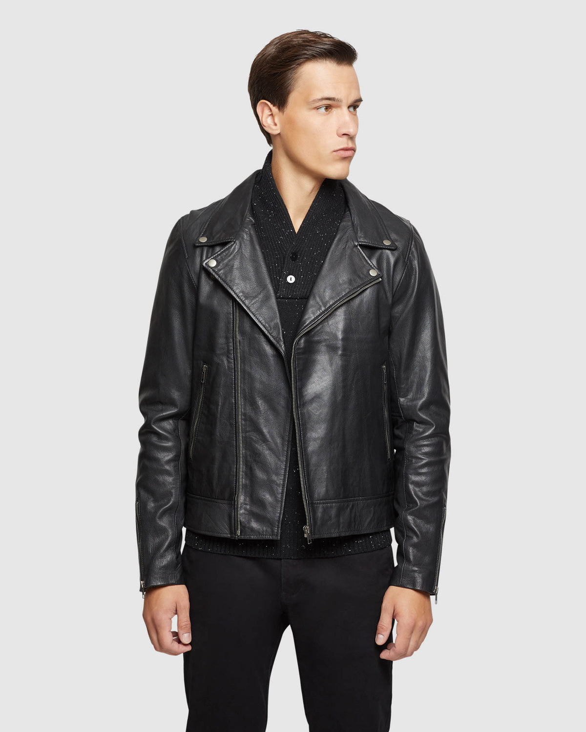 LUCCA GOAT LEATHER BIKER JACKET MENS JACKETS AND COATS