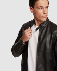 CARLO LEATHER JACKET MENS JACKETS AND COATS