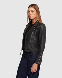 SANDY TEXTURED LEATHER JACKET WOMENS SUITS JKTS COATS