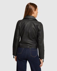 SANDY TEXTURED LEATHER JACKET WOMENS SUITS JKTS COATS