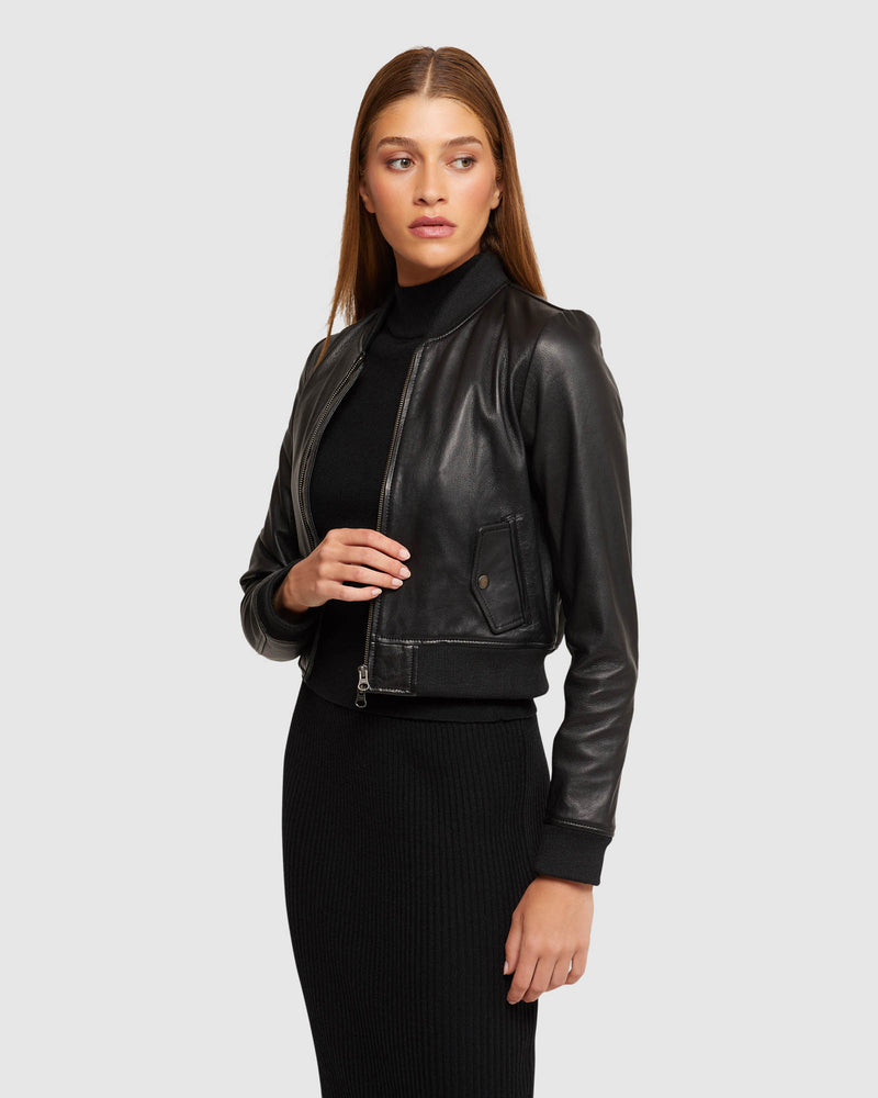 BETTY LEATHER BOMER WOMENS SUITS JKTS COATS